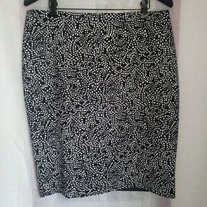 Liz Claiborne Women's Size 12 Pencil Skirt Lined Black White Cotton Blend